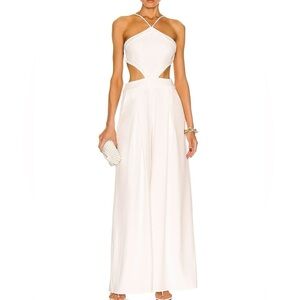 PatBo White Halter Neck Cutout Wide Leg Jumpsuit Size 2